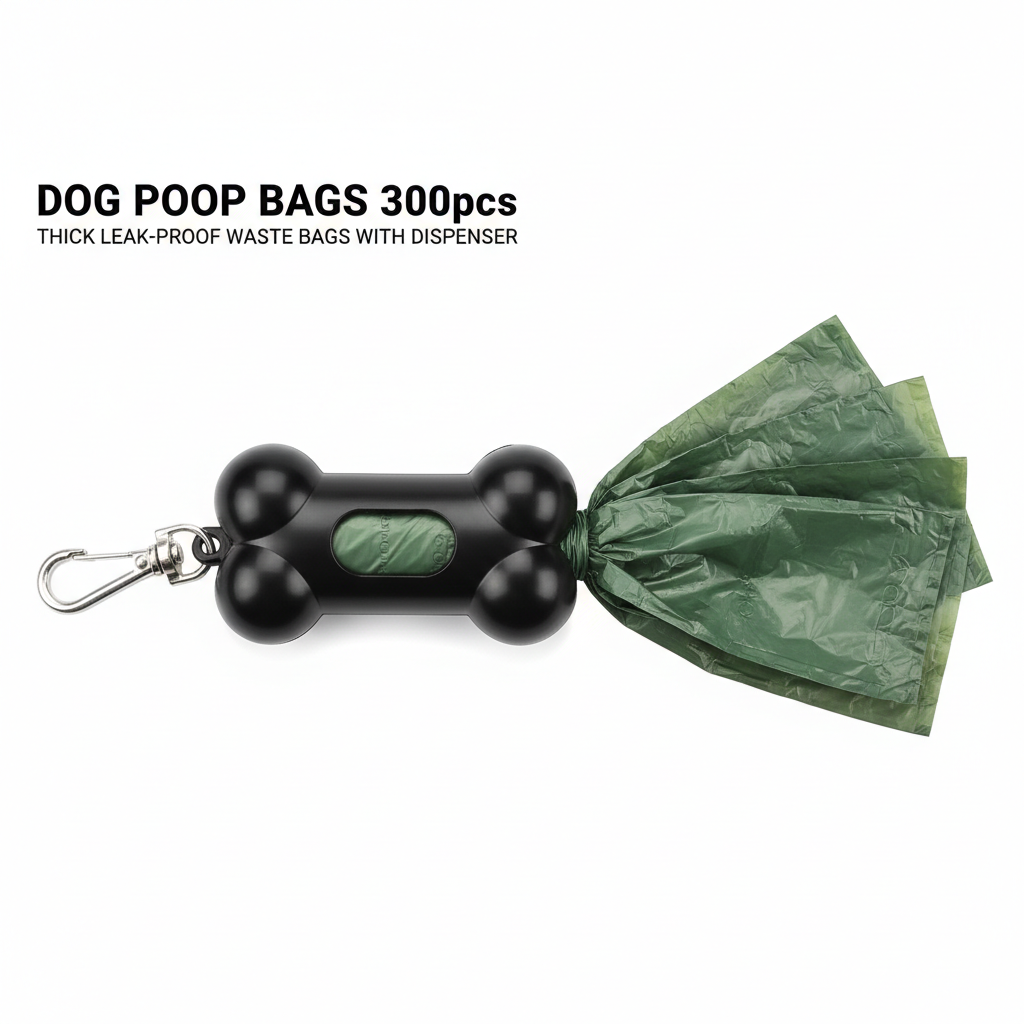 Dog Poop Bags 300pcs - Thick Leak-Proof Waste Bags with Dispenser