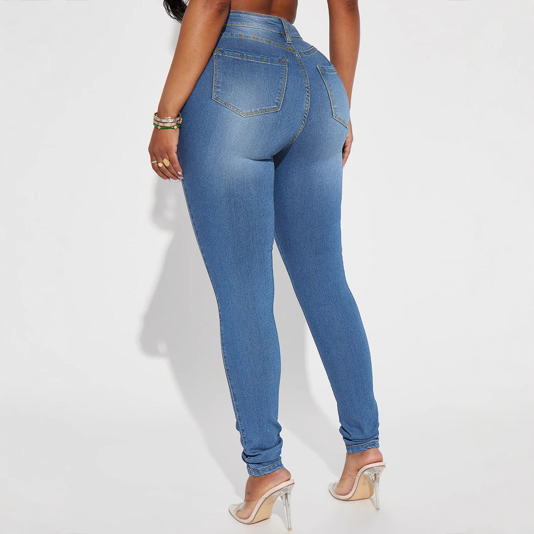 Women's High Waist Slim-fit Pure Elastic Slimming Jeans