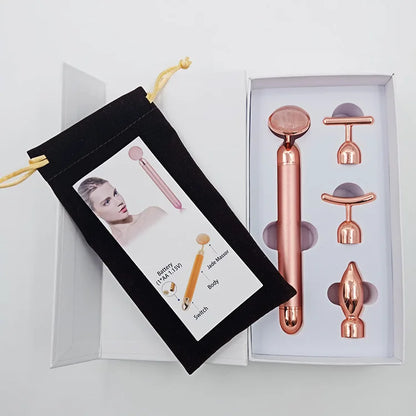 4 in 1 Vibrating Rose Quartz Roller Face Roller Eye Massager