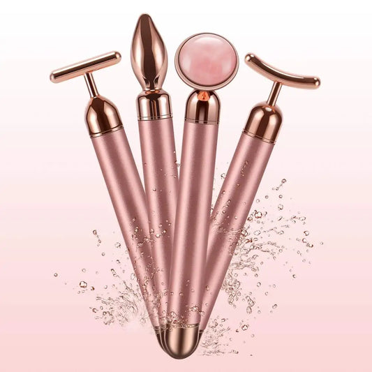 4 in 1 Vibrating Rose Quartz Roller Face Roller Eye Massager