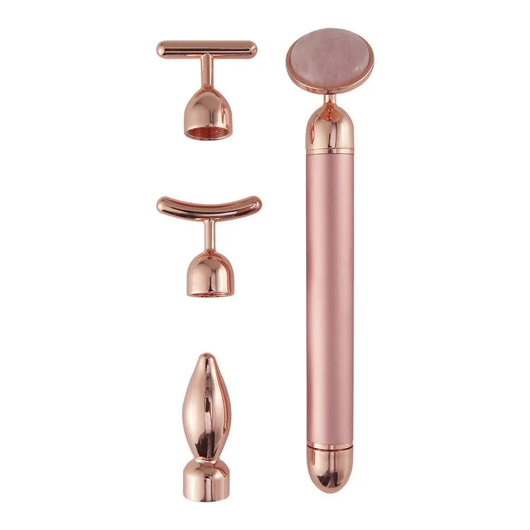 4 in 1 Vibrating Rose Quartz Roller Face Roller Eye Massager
