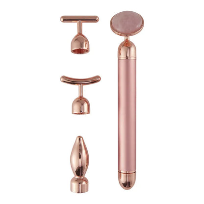 4 in 1 Vibrating Rose Quartz Roller Face Roller Eye Massager