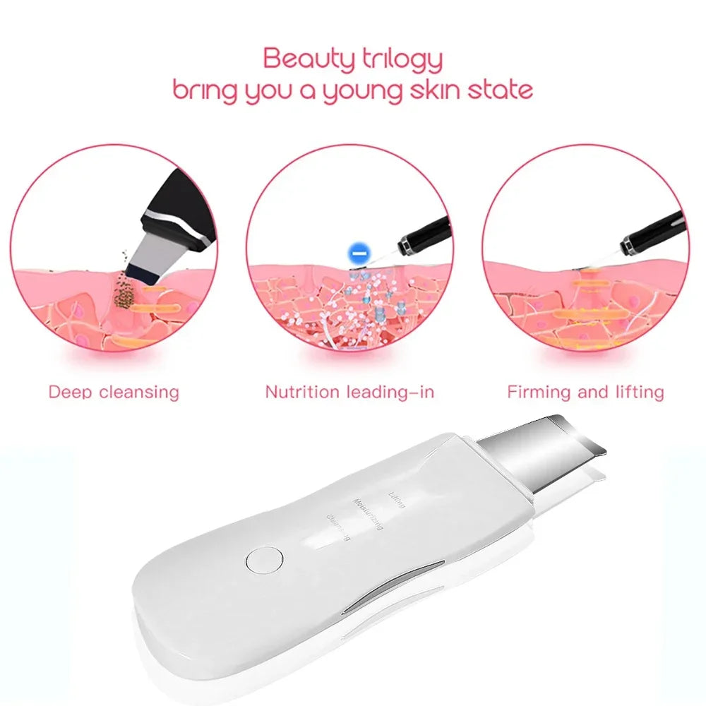Professional Ultrasonic Facial Skin Scrubber - Ion Deep Cleansing Device