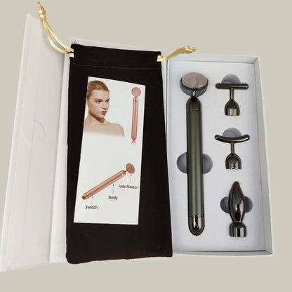 4 in 1 Vibrating Rose Quartz Roller Face Roller Eye Massager