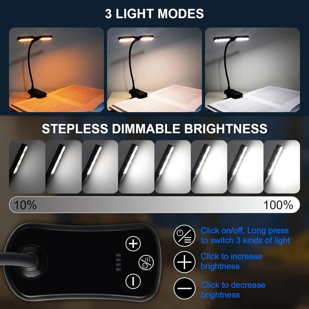 USB Rechargeable LED Clip-On Book Light