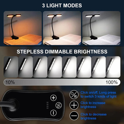 USB Rechargeable LED Clip-On Book Light