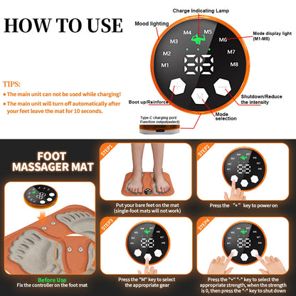 3D Foldable Foot Massager Pad with Calf Massage Mat 8 Modes