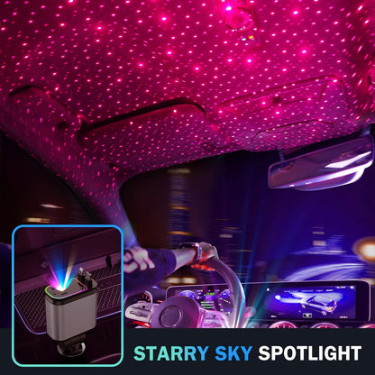 4-in-1 Retractable Car Charger with Starry Light