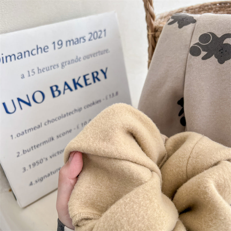 Boys And Girls Bear Full Print Thermal Workout Pants