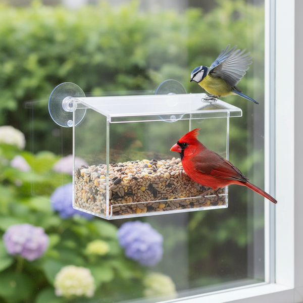 Bird Feeder Window Suction Cup - Clear View Wild Bird Feeder for Windows