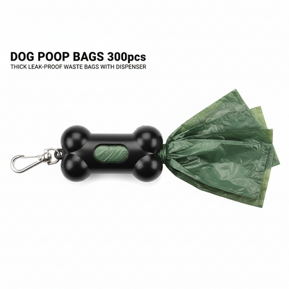 Dog Poop Bags 300pcs - Thick Leak-Proof Waste Bags with Dispenser