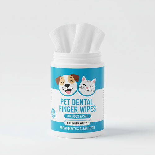 Pet Dental Finger Wipes 50pcs - Dog & Cat Teeth Cleaning Wipes