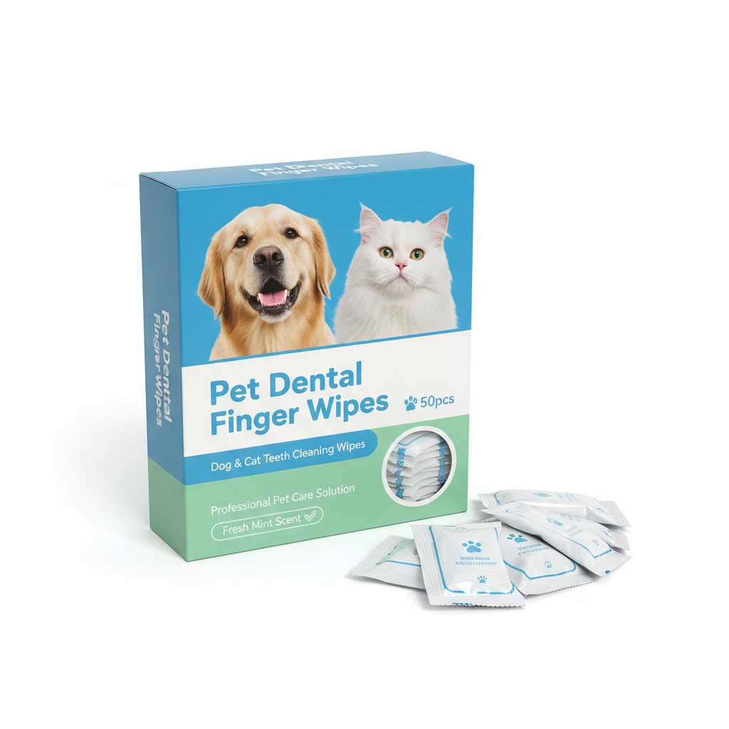 Pet Dental Finger Wipes 50pcs - Dog & Cat Teeth Cleaning Wipes