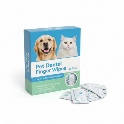 Pet Dental Finger Wipes 50pcs - Dog & Cat Teeth Cleaning Wipes
