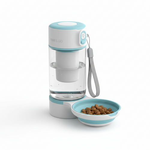 Portable Dog Water Bottle with Feeder - Leak-Proof Travel Dispenser