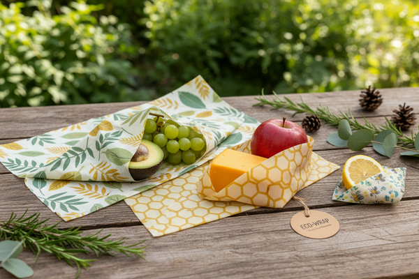 Reusable Beeswax Food Wrap 3pcs - Eco-Friendly Plastic-Free Food Storage