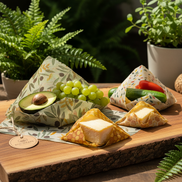 Reusable Beeswax Food Wrap 3pcs - Eco-Friendly Plastic-Free Food Storage