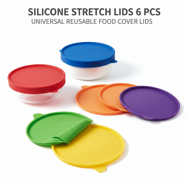 Silicone Stretch Lids 6pcs - Universal Reusable Food Cover Lids
