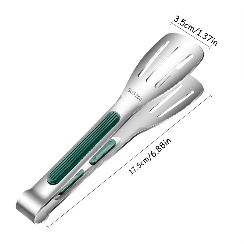 Stainless steel food tongs with a non-slip grip