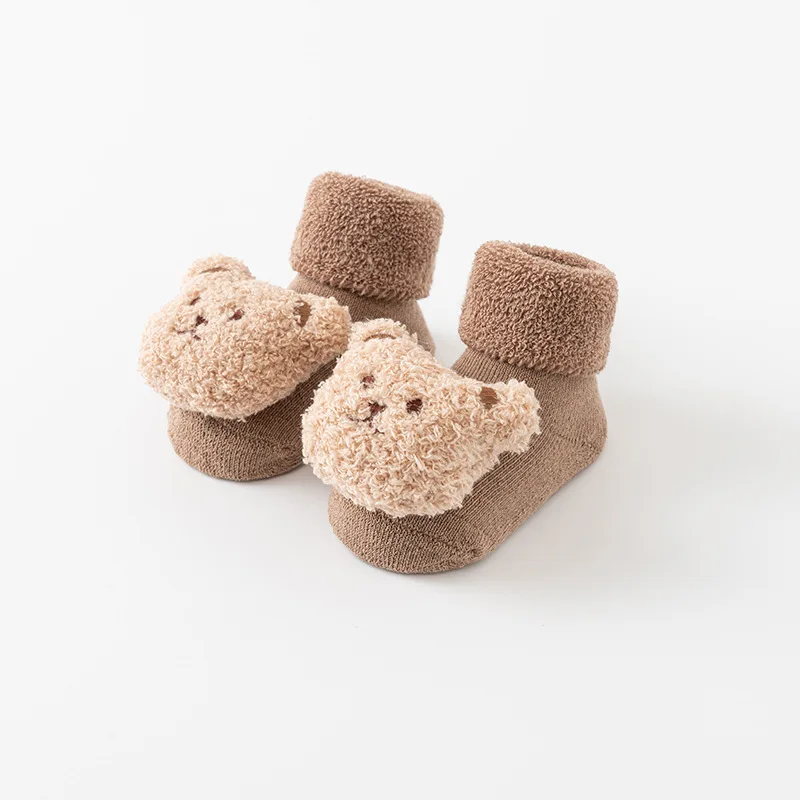 Cute Bear Baby Socks for Boys Girls Winter Soft Cotton Thicken Socks Anti Slip Babies Accessories for Newborn Toddler Sock Kids