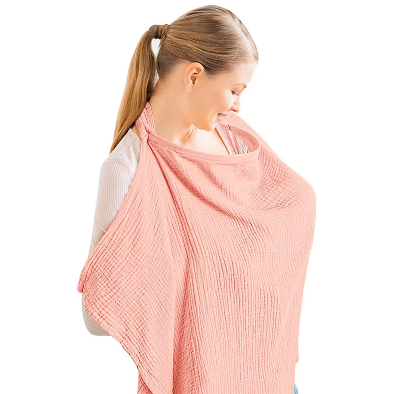 Muslin Nursing Cover for Baby Breastfeeding Shawl for Mom Cotton Breathable Cover Nursing Apron Carseat Canopy Stroller Blanket