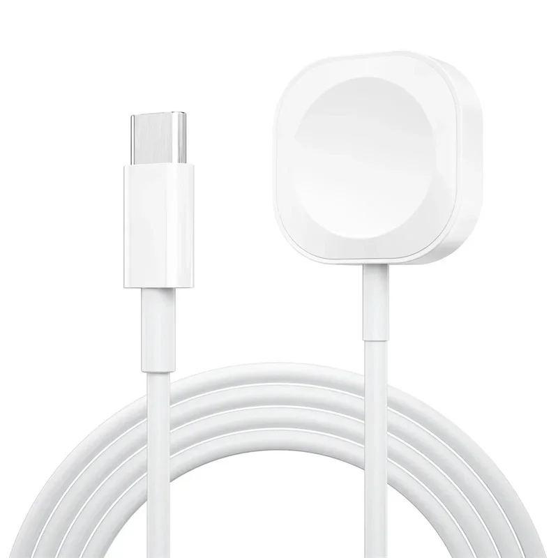 White magnetic wireless charger with a USB cable