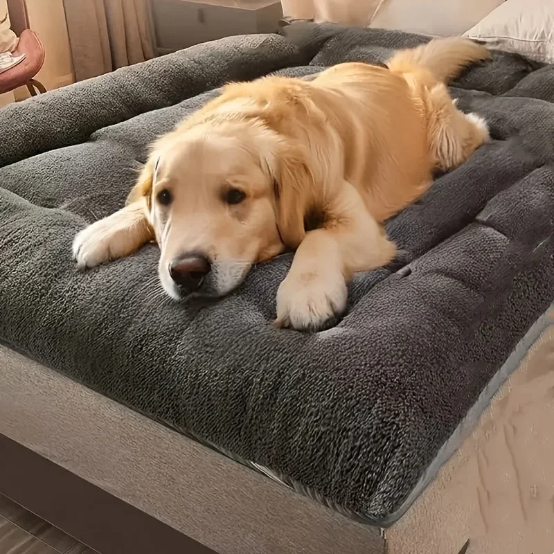 Extra-large plush dog bed/sofa/cat bed/dog house/cage mat, thick and super soft polyester pet mat