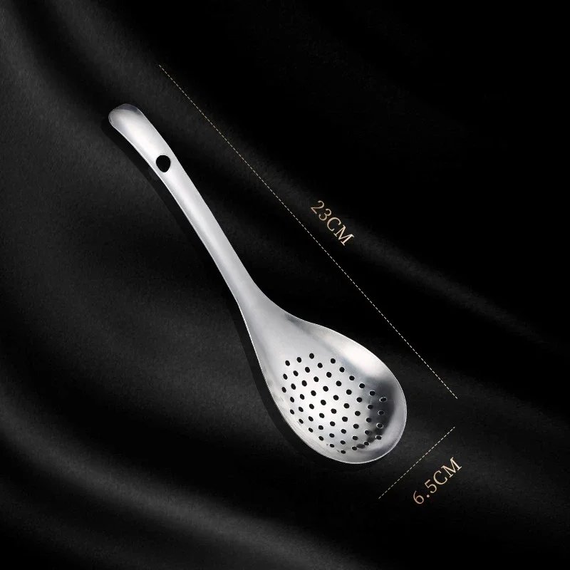 Polished 304 stainless steel perforated strainer spoon