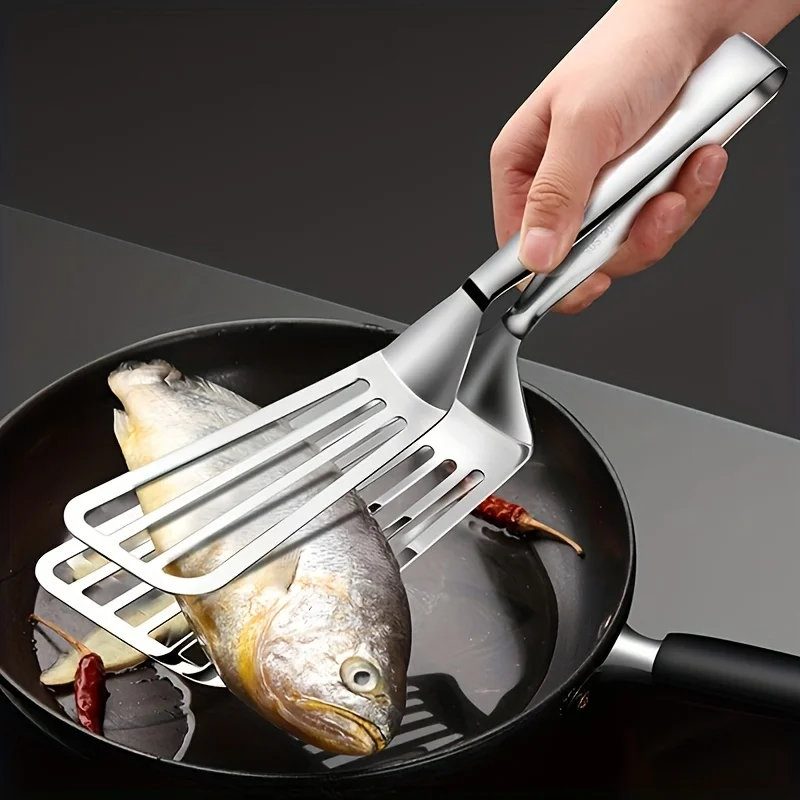 Stainless steel serving tongs