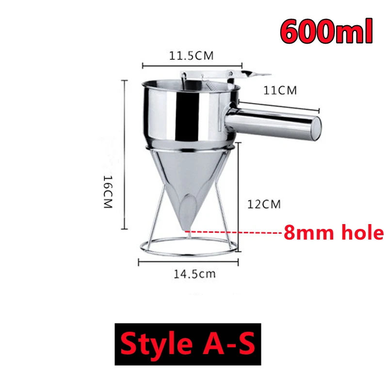 Stainless steel funnel batter dispenser with rack