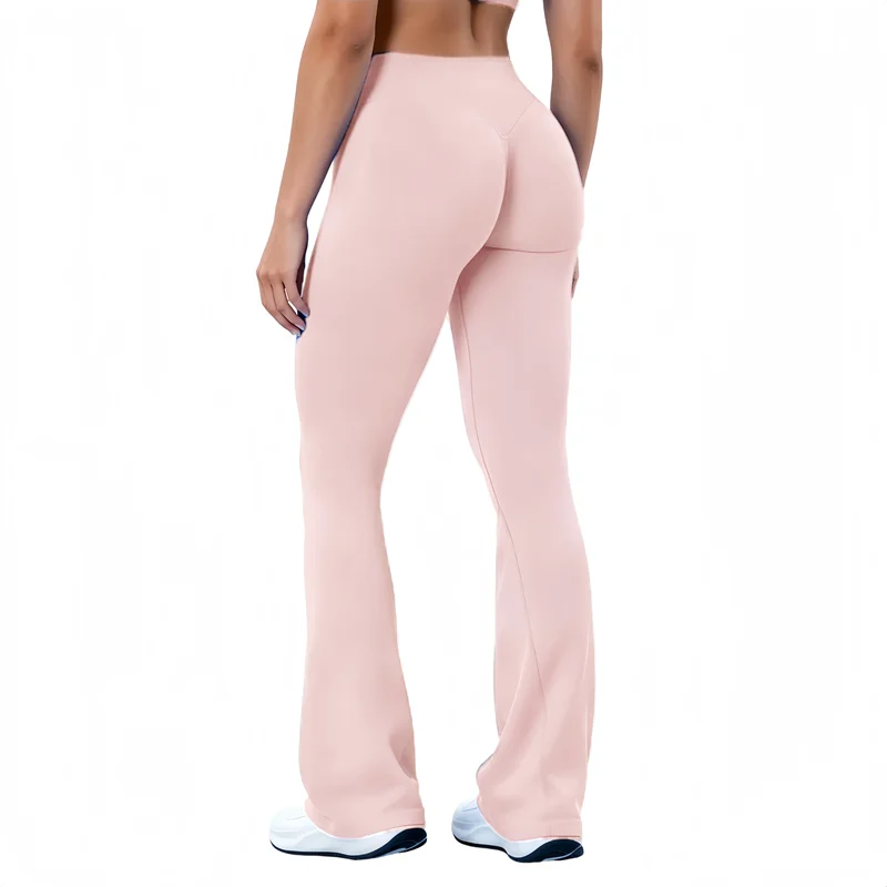 HISTELLO Sports Flared Leggings Seamless Women Yoga Pants Scrunch Butt Lift Tummy Control Fitness Gym Workout Leggings