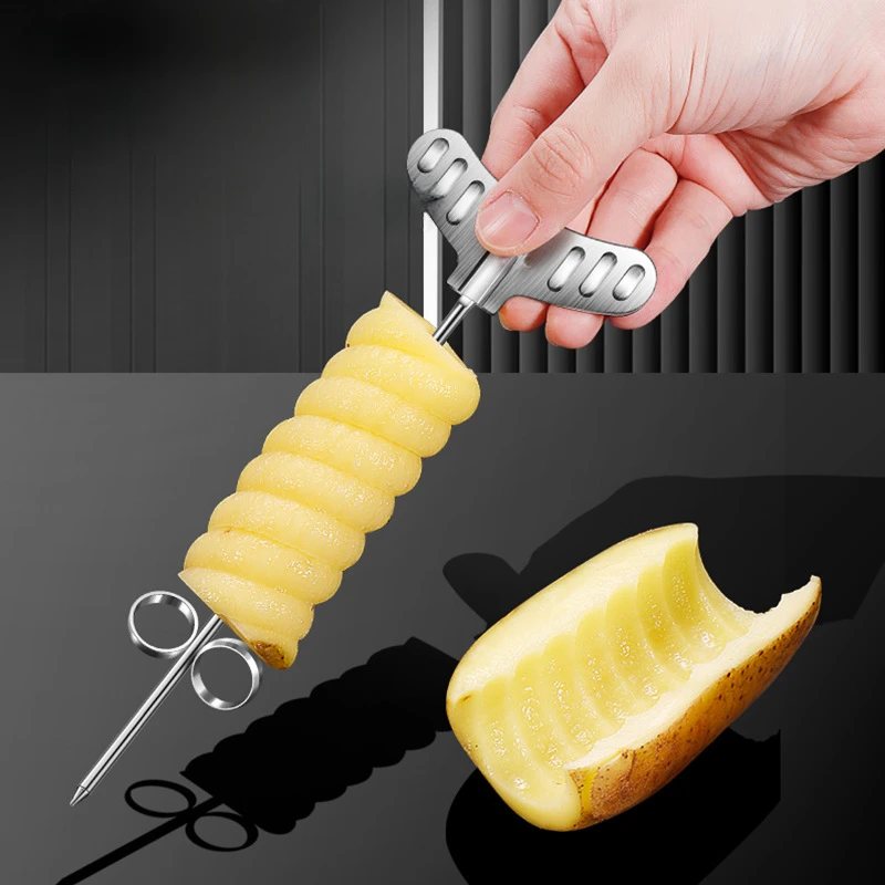 Manual stainless steel spiral slicer for vegetables