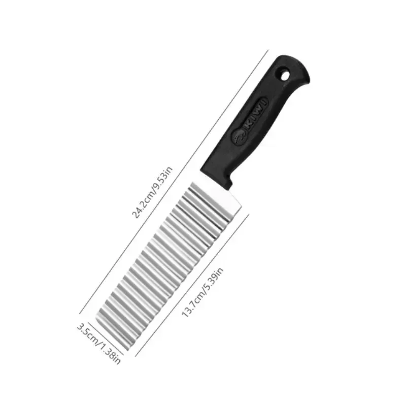 Stainless steel kitchen knife with a wavy edge for cutting potatoes
