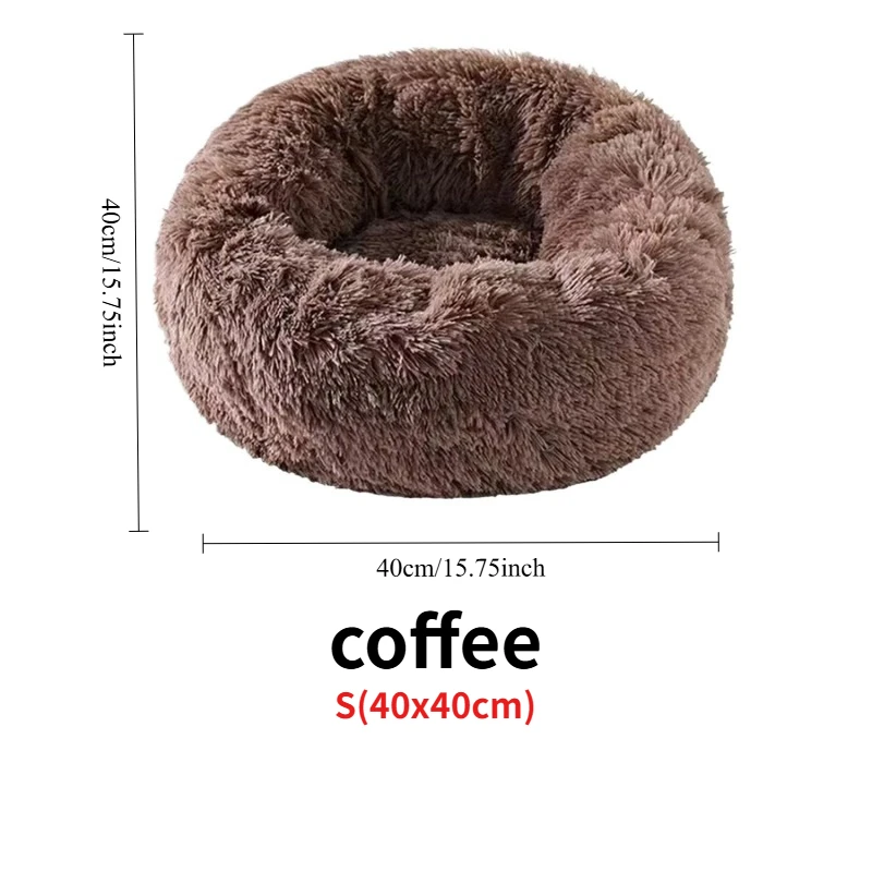 Soft Pet Cat Bed Pad Plush Warm Faux Fur dog Calm Bed Donut Round Bed Comfortable Sleeping Washable for Small Medium Dog and Cat