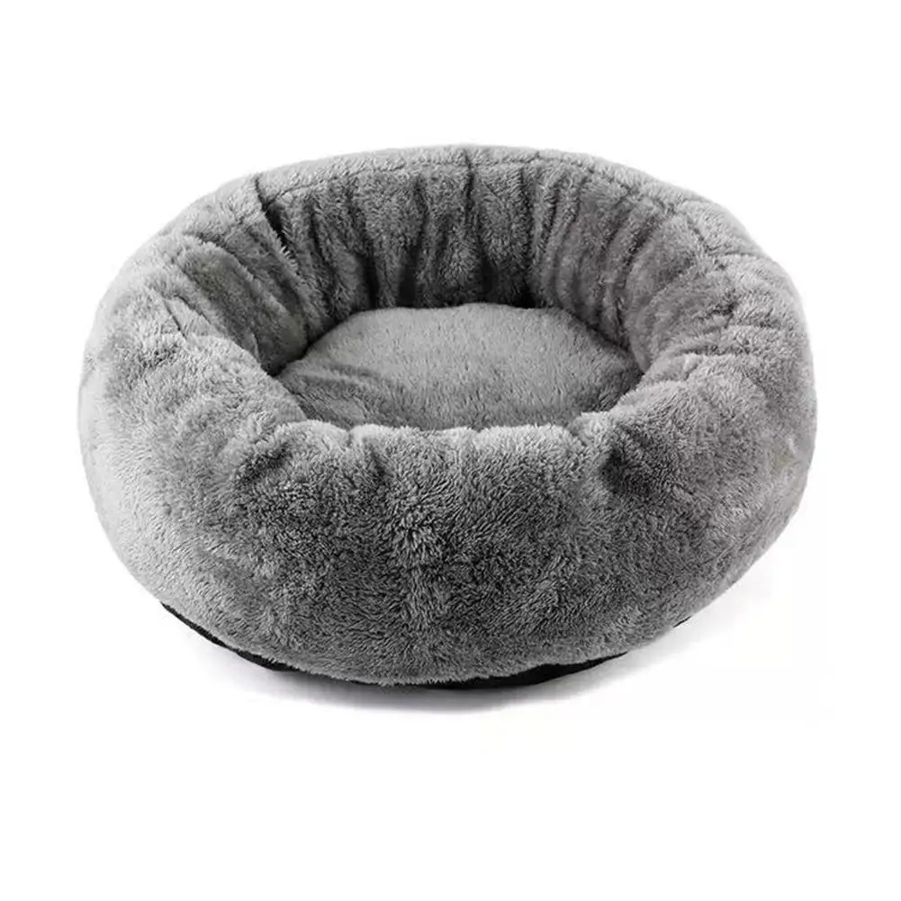 Round Velvet Pet Bed For Small Medium Dogs Cats Soft Cat Bed Non‑Slip Bottom 40/50/60cm Warm Pet Sleeping Nest Cat Accessories