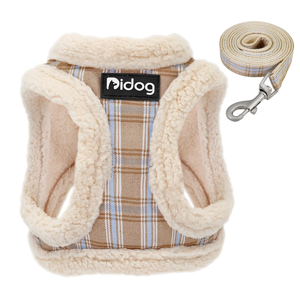 Winter Warm Dog Harness Vest Soft Padded Pet Chihuahua Puppy Harness Leash Set Adjustable For Small Medium Dogs French Bulldog