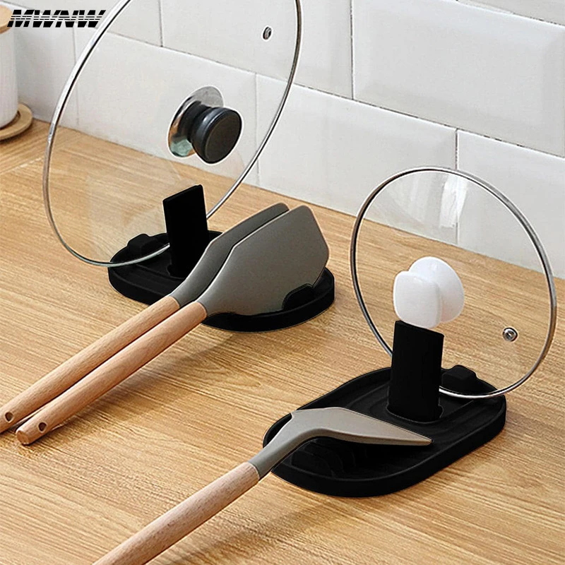 Foldable rack for holding pot lids and cooking utensils upright
