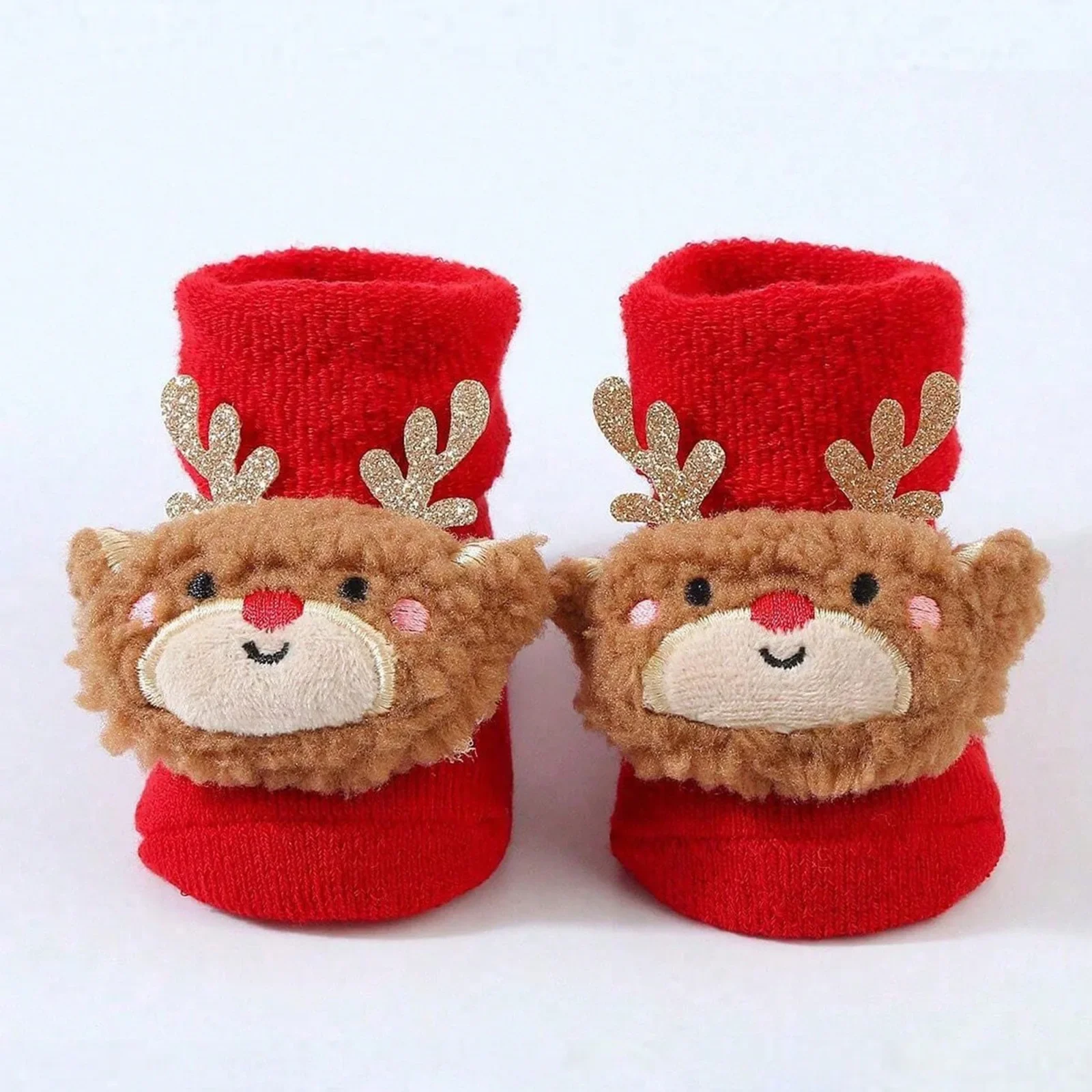 Christmas Cute Santa Claus Doll Knitted Baby Socks Newborn Toddler Soft Snowman Deer Warm Floor Socks Girl Infant Boys Mid Socks