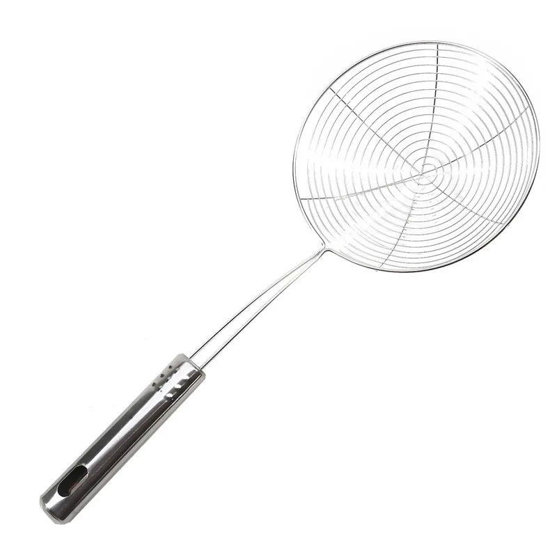Oval silver stainless steel mesh skimmer