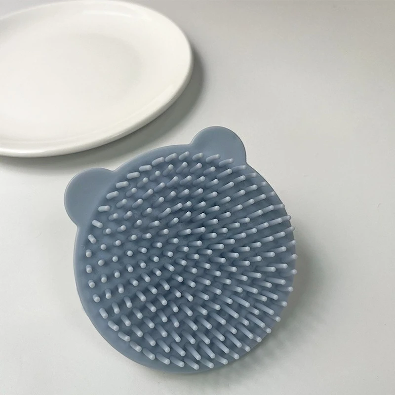 Baby Bath Brush Soft Silicone Baby Hair Washing Brush Cartoon Bear Baby Scrubbing Shampoo Brush Kids Scrubber Massager Brushes