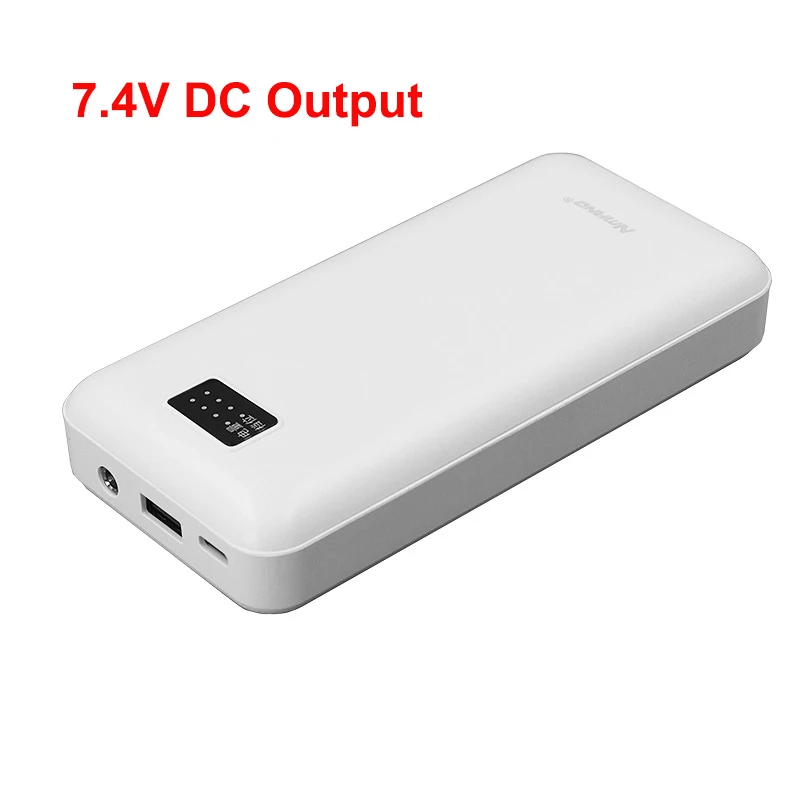Portable 18000mAh power bank listed with 7.4V and 12V DC options