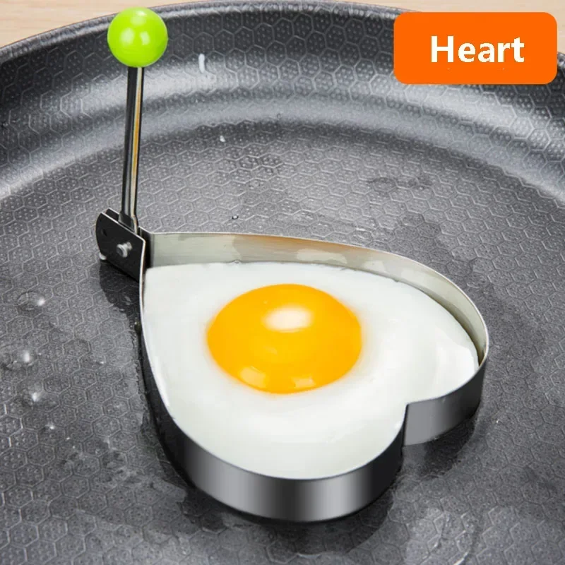 Heart-shaped stainless steel and ABS egg and pancake molds