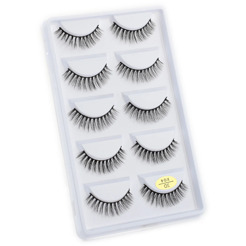 Five pairs of handmade 3D natural-style false eyelashes