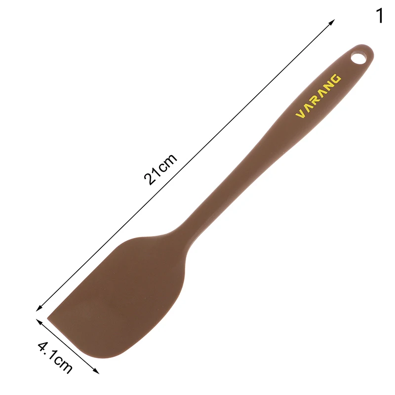 Brown and yellow silicone cake spatula