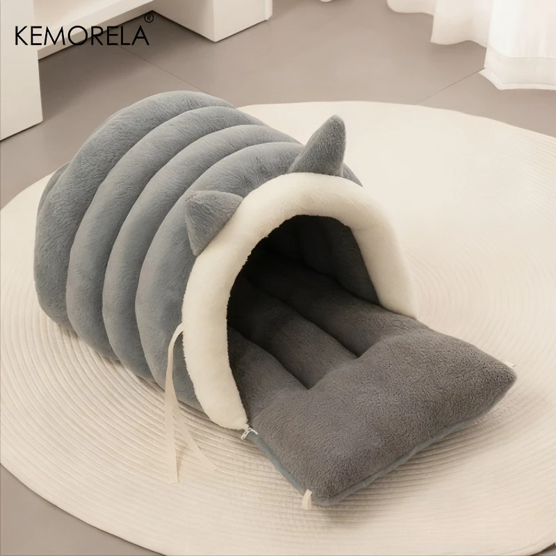 KEMORELA New For Cat Ear Cat Bed -Soft & Semi Winter-Enclosed Pet Nest with Non-Slip Bottom, Windproof & Warm Removable Washable