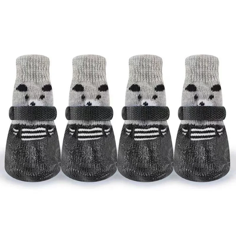 4pcs Waterproof Dog Socks, Anti-Scratch Warm Pet Booties for Small Cats Dogs, Anti-Slip Winter Paw Protectors