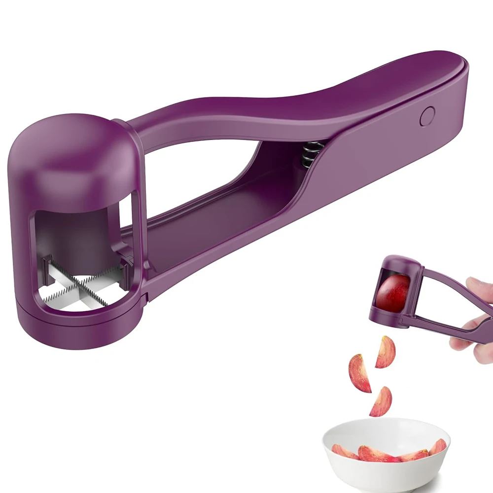 Stainless steel cutter for quartering grapes and small fruit
