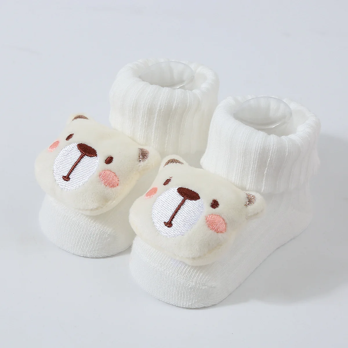 Cute Cartoon Doll Newborn Socks Spring New Baby Soft Solid Prewalker Knitted Sock For Girls Boys Infant Knitting Floor Socks