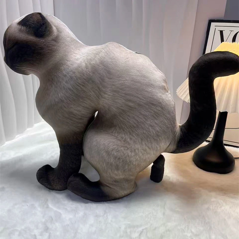 15/40CM Weird Funny Squatting Cat Statue Pooping Cat Plush Toy Creative Novelty Home Decor Interesting Prank Gift for Friends