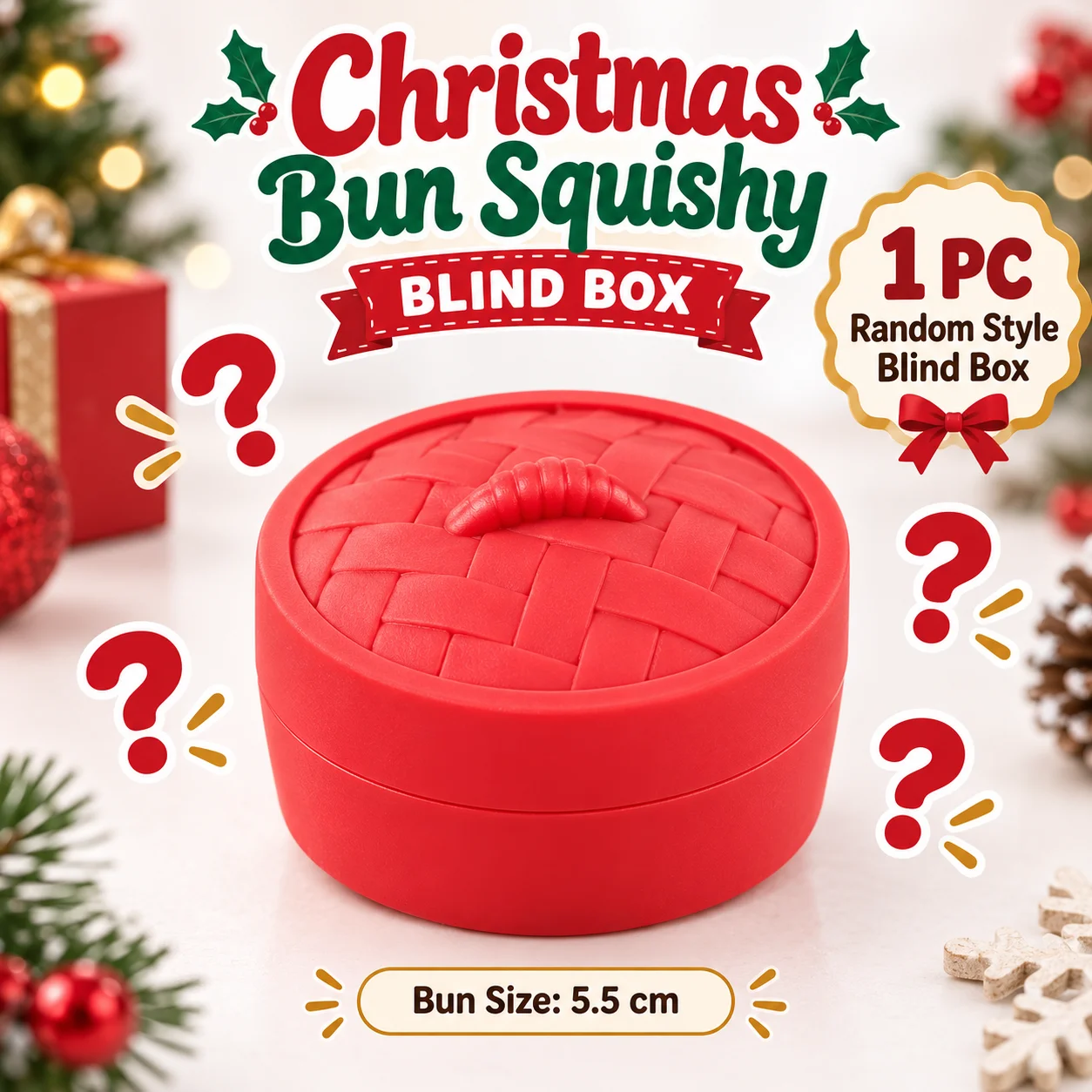 1-5PCS Christmas Dumpling Squishy Blind Box TPR Slow Rising Squeeze Fidget Sensory Stress Relief Holiday Surprise Gift Set